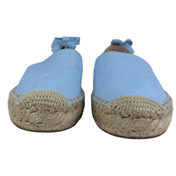 J. CREW ZX894 FADED CHAMBRAY BLUE CANVAS CLASSIC ANKLE TIE ESPADRILLE FLATS - Picture 7 of 13